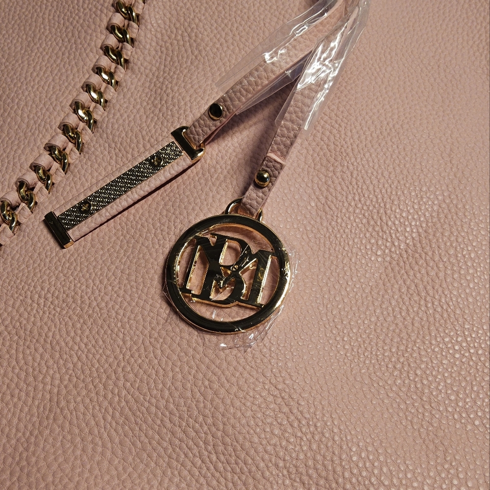 NWT Badgley Mischka Decorative Chain Pink Tote Bag - Picture 6 of 7